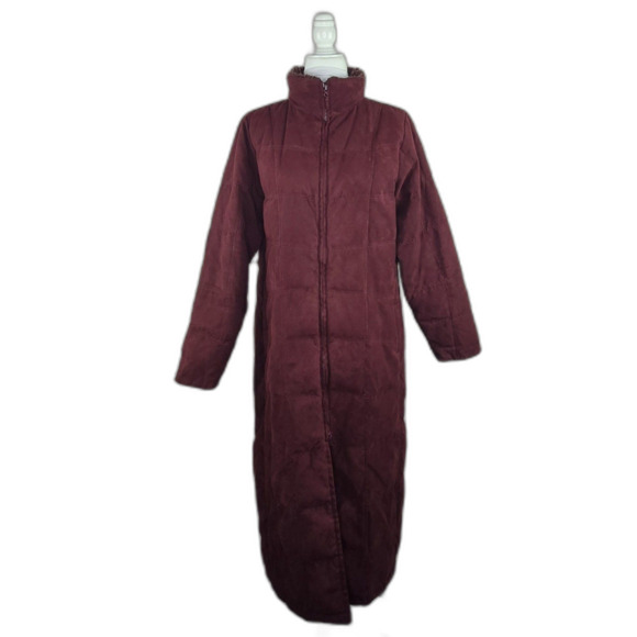 L.L. Bean Women's Microsuede Quilted Down Long Coat Goose Down Ultra Warm Large - Picture 1 of 8